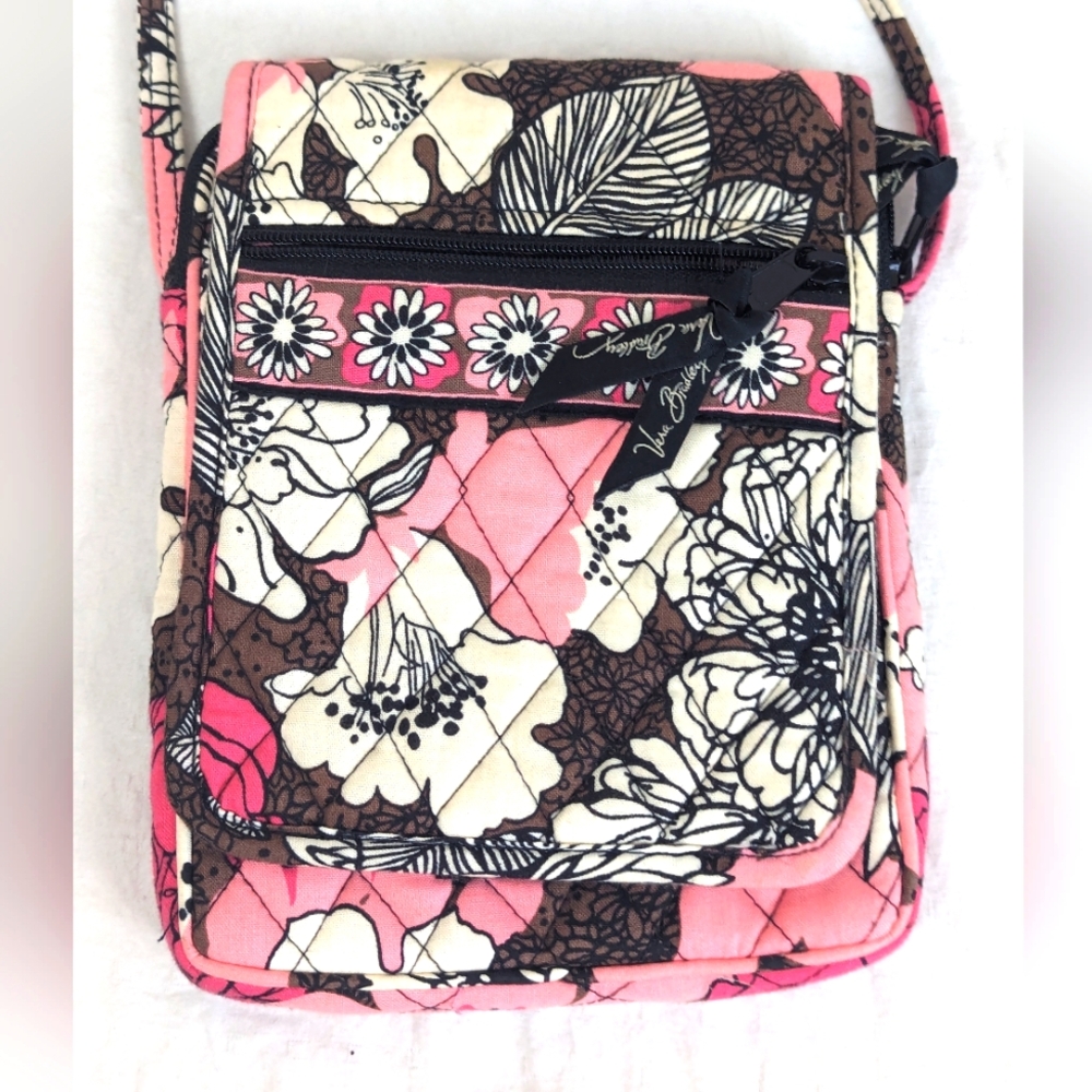 Vera Bradley Pink, Black & White Floral Crossbody Bag - Super Cute!